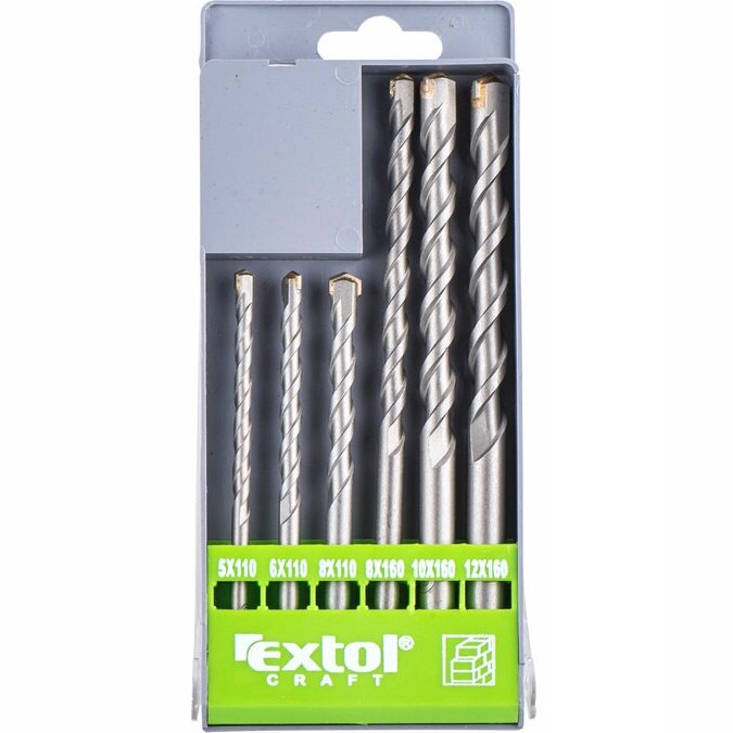 Vrtáky příklepové do betonu, sada 6ks Extol craft 25048