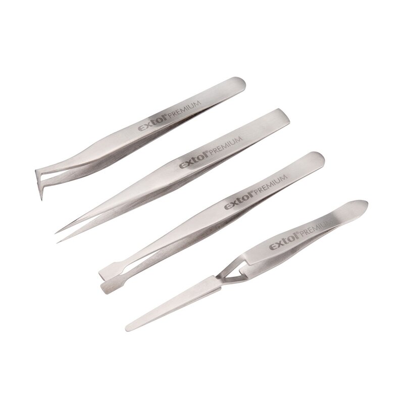 Pinzety nerez, sada 4ks Extol Premium 8859100