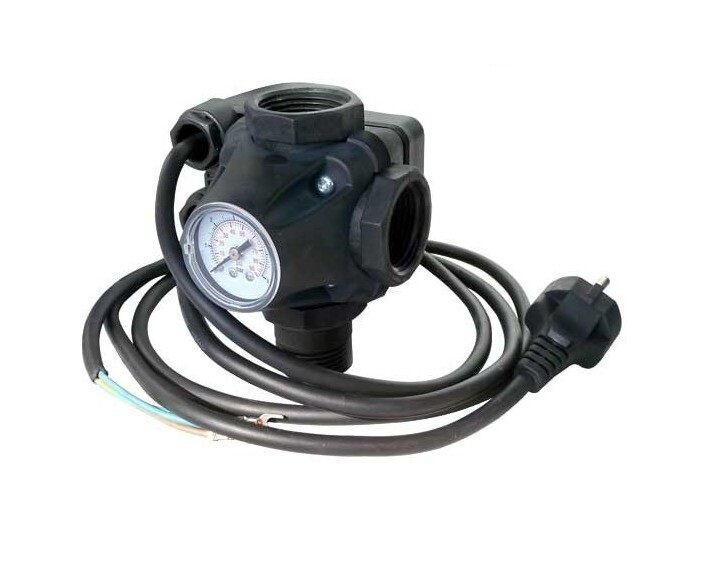 Tlakový spínač PM/5-3W s integrovaným manometrem a spojovací armaturou (včetně  připojovacích kabelů)