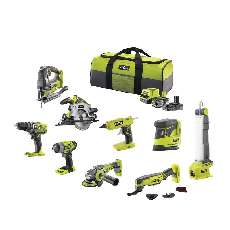 Aku kombo sada 9ks, 18V Ryobi R18CK9-252S