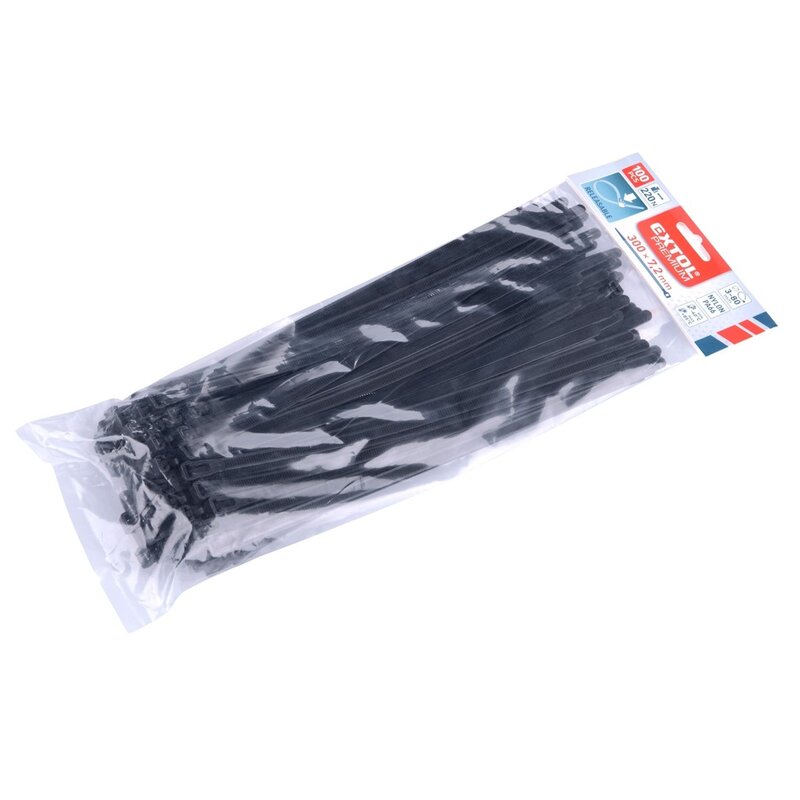 Pásky stahovací černé, rozpojitelné Extol Premium 8856258