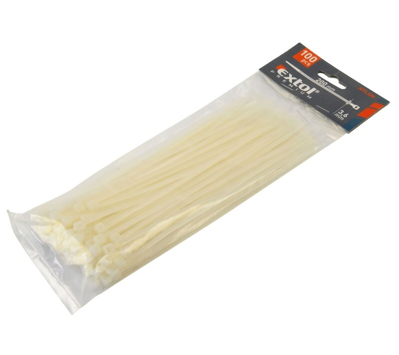 Pásky stahovací bílé, 100ks Extol Premium 8856102
