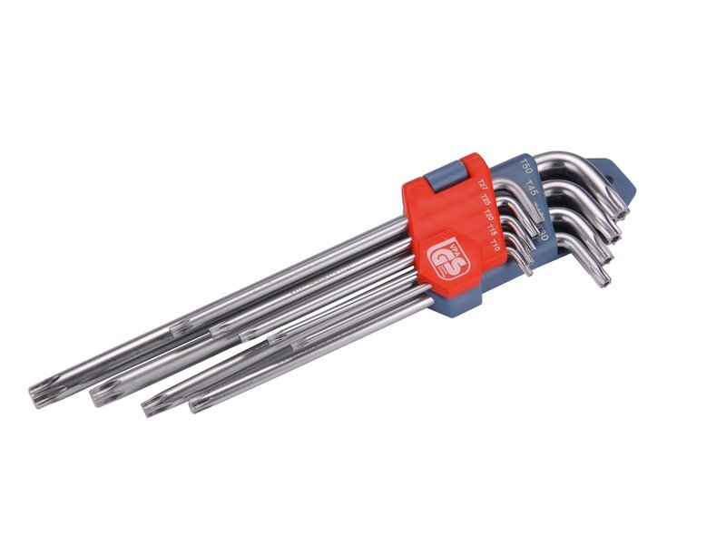 L-klíče TORX prodloužené, sada 9ks, T10-50mm EXTOL PREMIUM 8819412