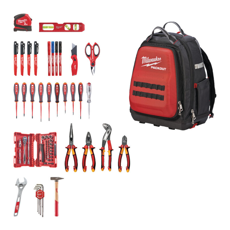 Batoh Packout s elektrikářskou sadou Milwaukee 4932498407