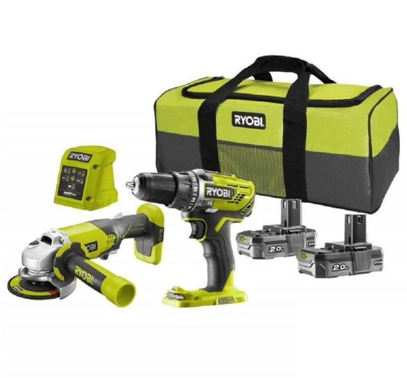 Sada aku šroubovák + bruska 18V Ryobi R18DDAG-220S